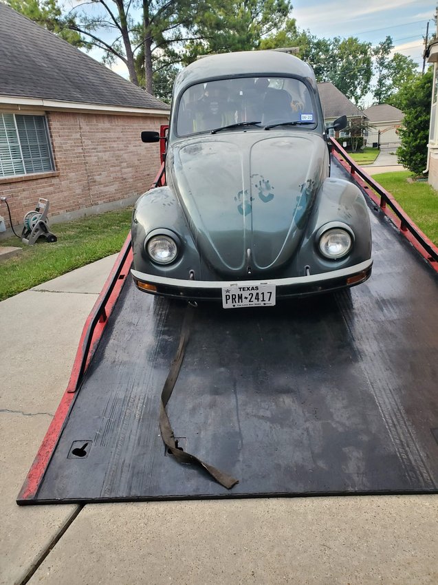 Classic Volkswagen Beetle on a flatbed - AA Affordable Towing